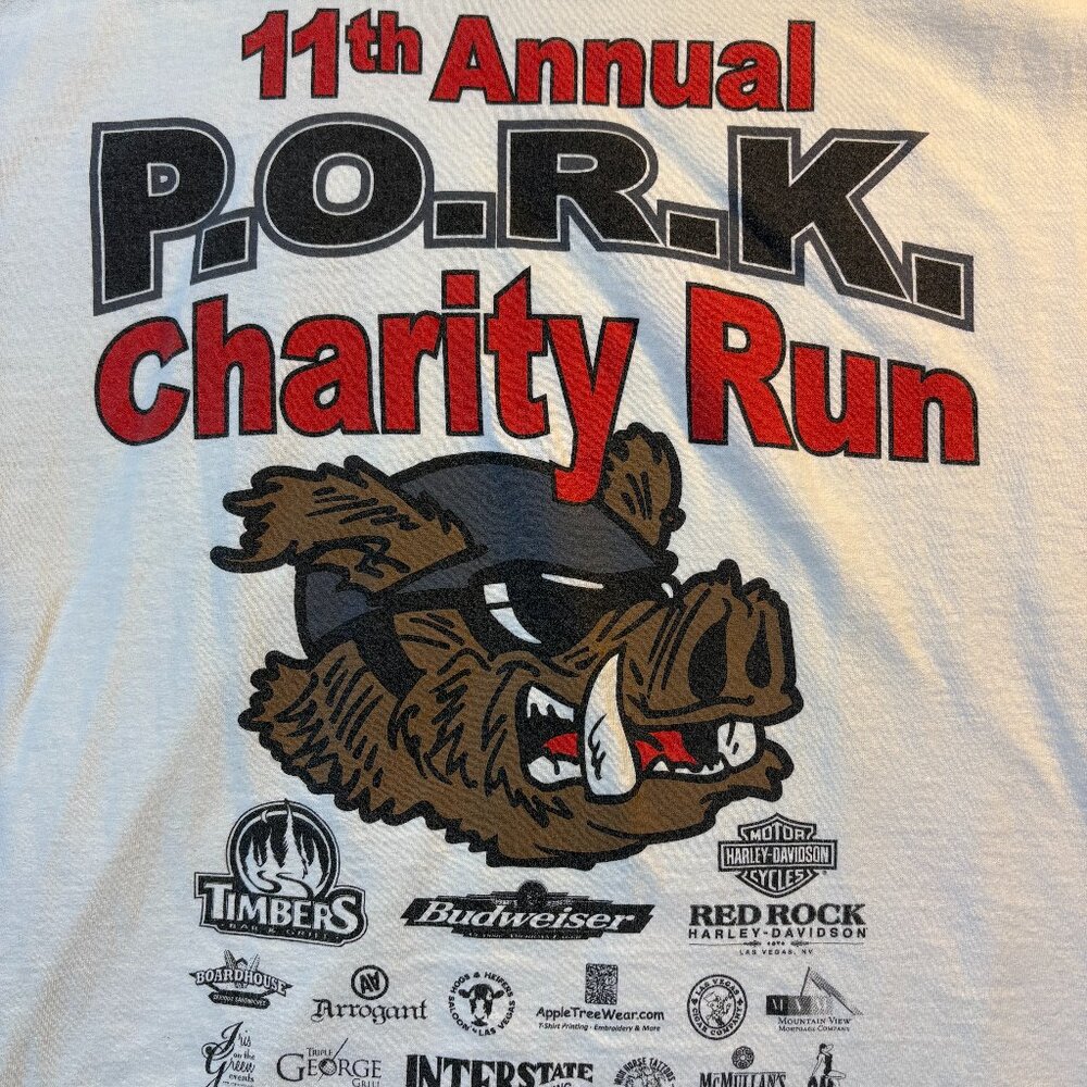 Vintage 11th P.O.R.K. Charity Run T-shirt Size L